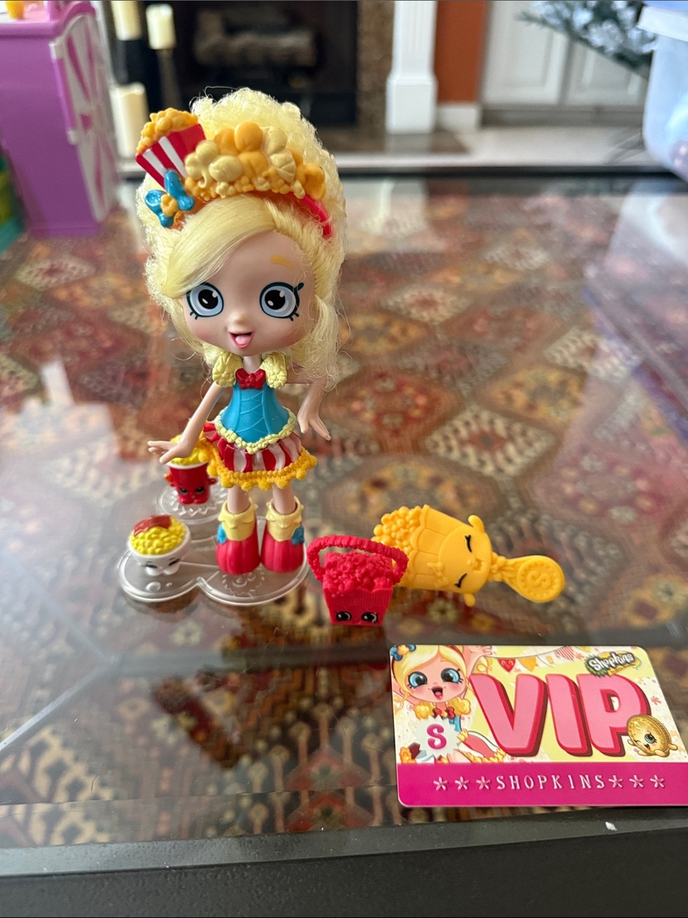 Shopkins Popette Popcorn Party Doll in Yellow Blonde with Red & Blue Outfit
